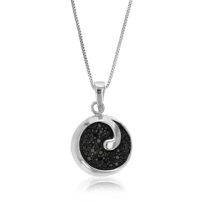 0.55 cttw Black Diamond Circle Pendant in .925 Sterling Silver