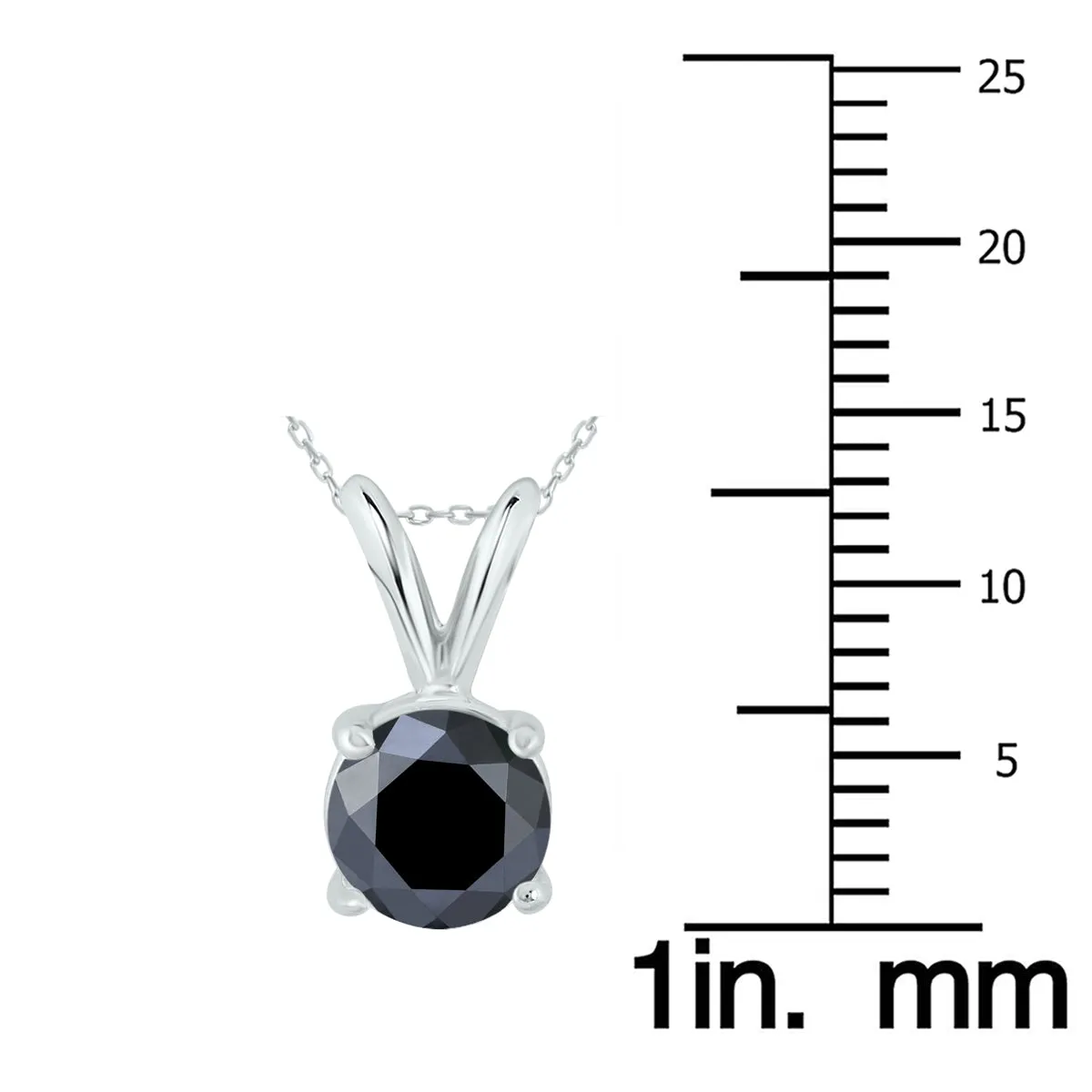 1 Ctw Genuine Round Black Diamond Solitaire Pendant In 14K White Gold