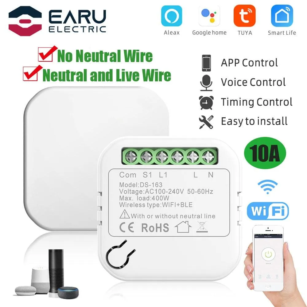 10A WiFi Smart LED Light Switch Relay Breaker Smart Life Tuya Remote Control