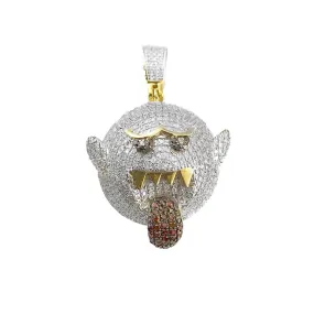 10ct Yellow Gold Diamond Cartoon Ghost Pendant