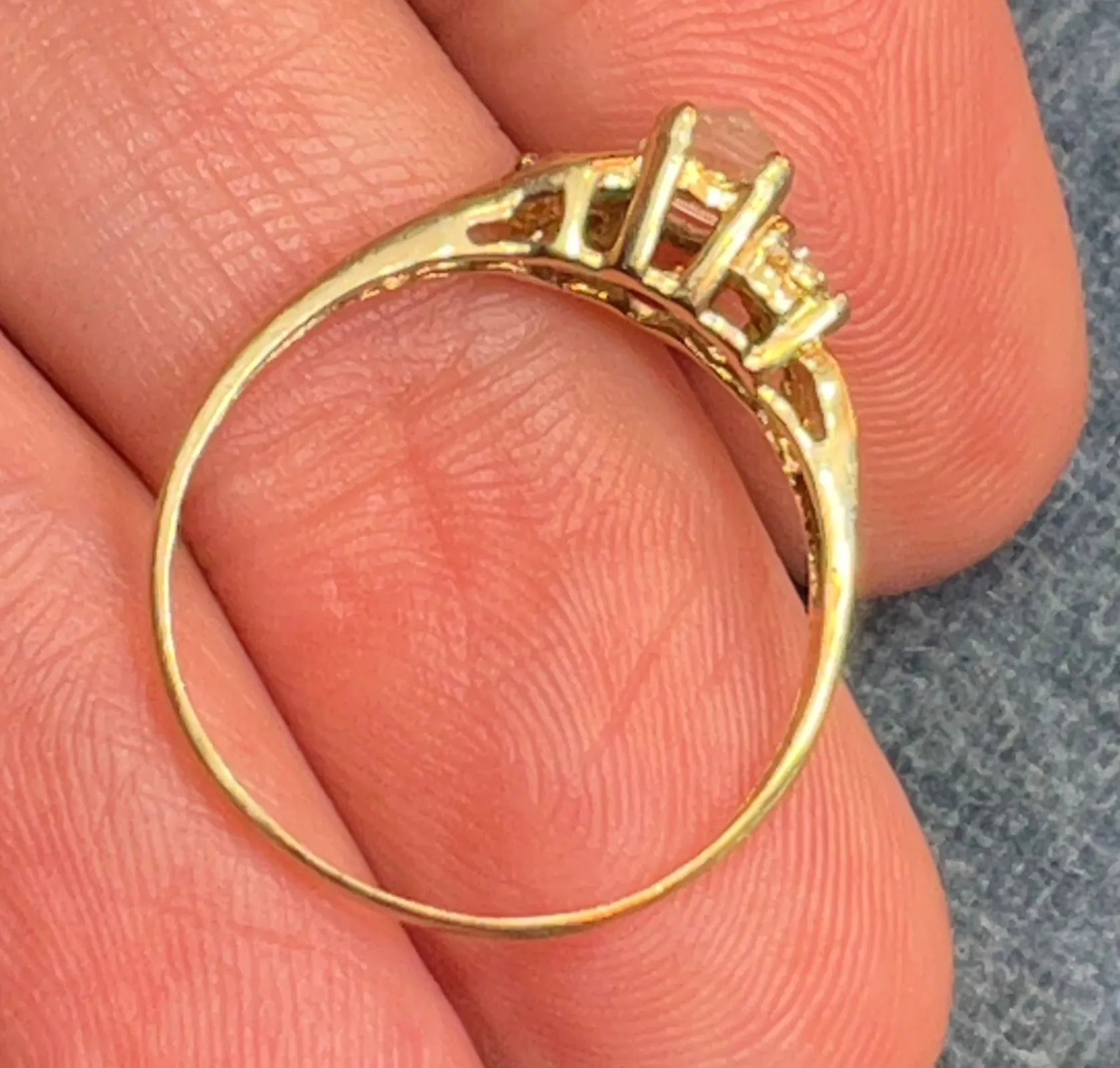 10k Gold Carved Moonstone Goddess Angel Ring w Diamonds. Tiny **Video**