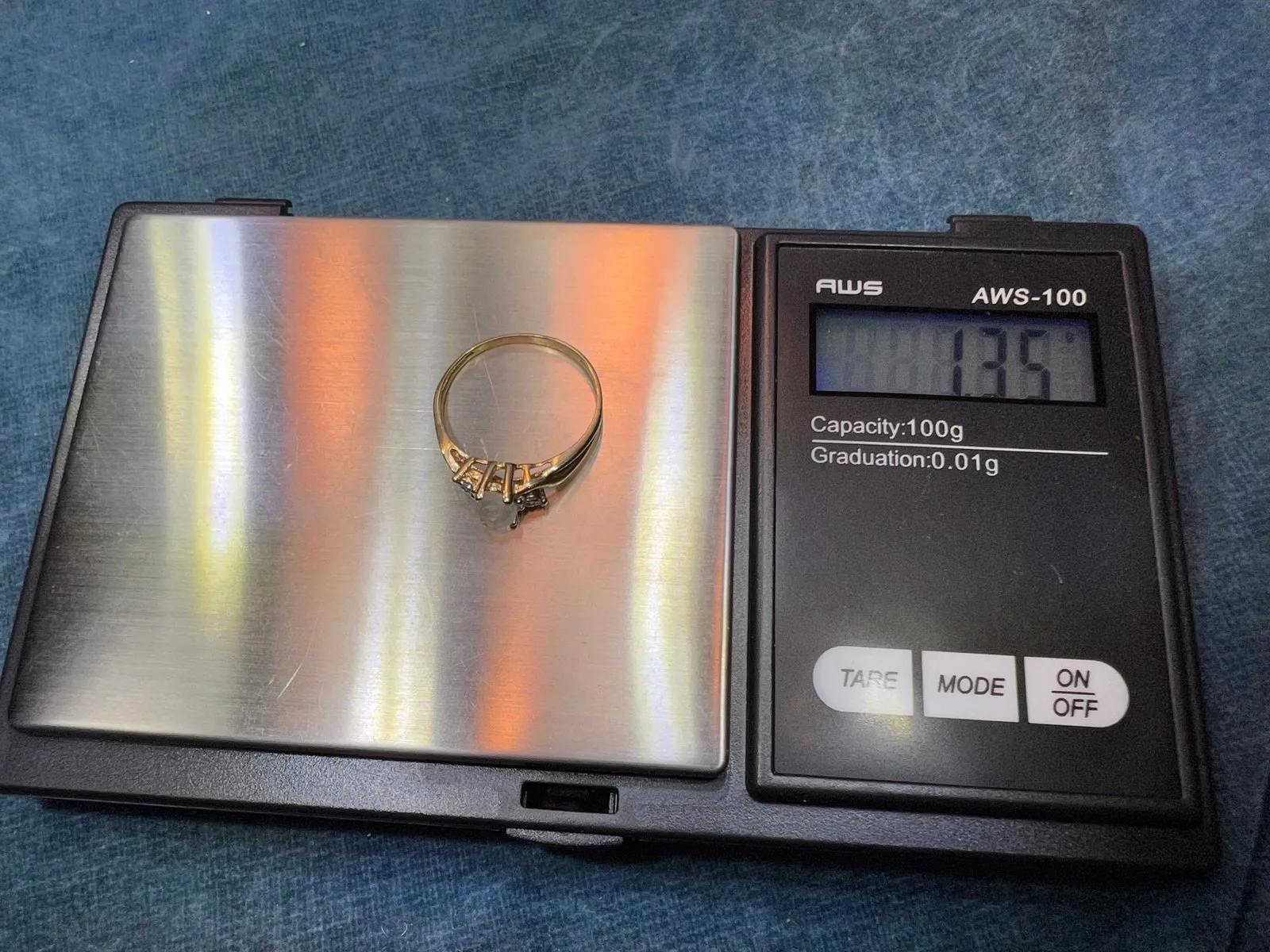 10k Gold Carved Moonstone Goddess Angel Ring w Diamonds. Tiny **Video**