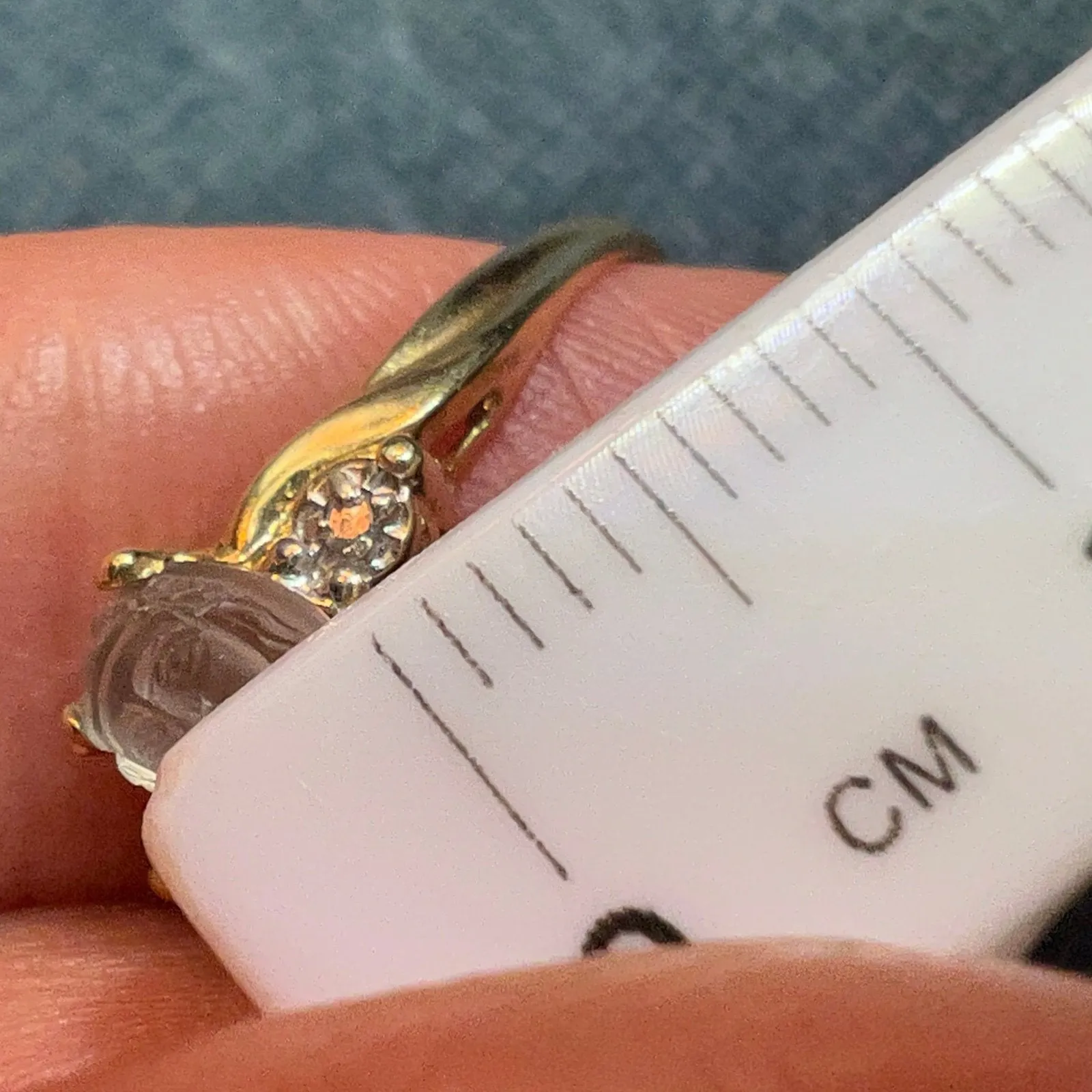 10k Gold Carved Moonstone Goddess Angel Ring w Diamonds. Tiny **Video**