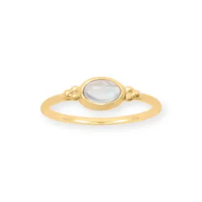 14 Karat Gold Plated Dainty Rainbow Moonstone Ring