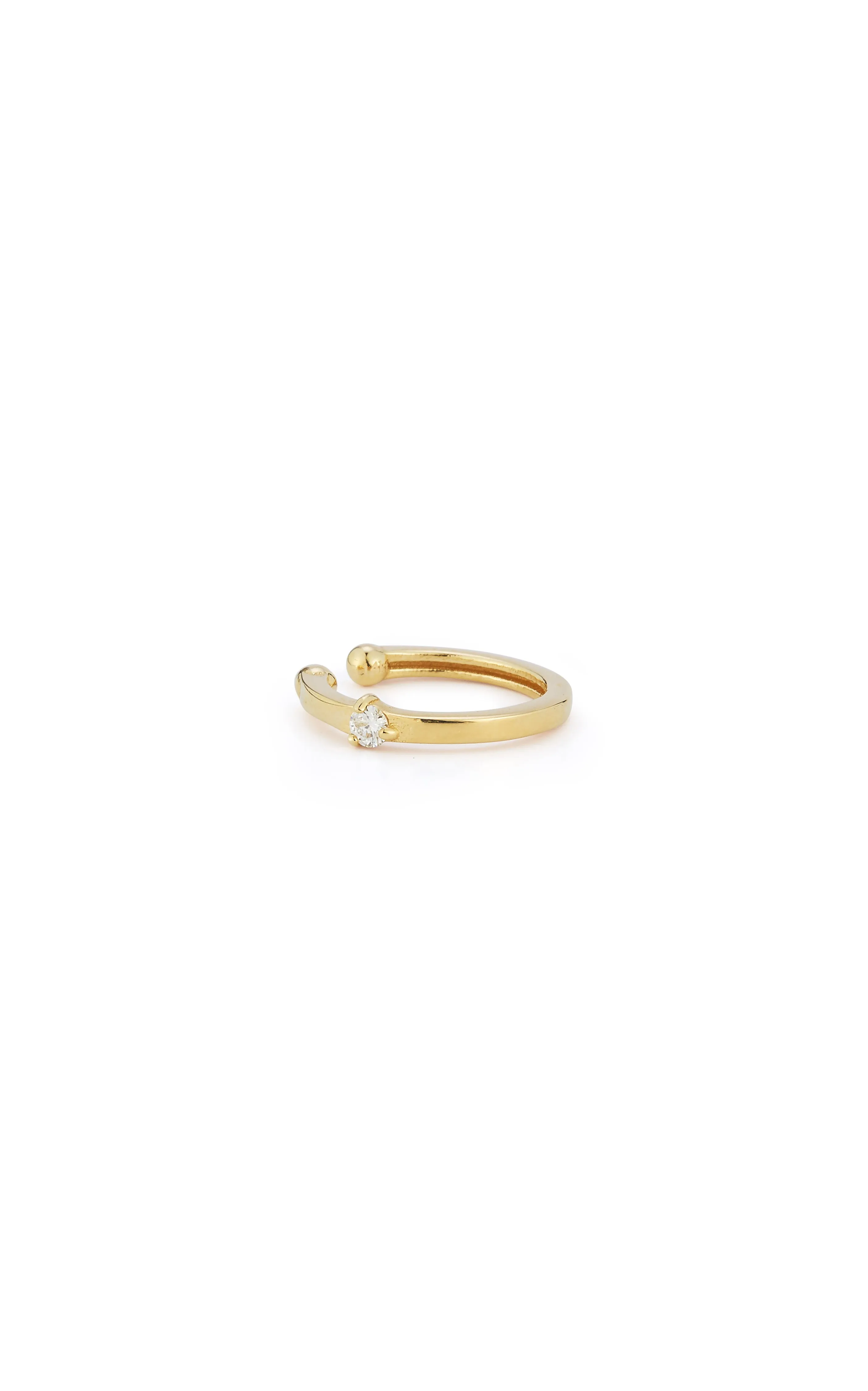 14K Gold & Diamond Polished Ear Cuff