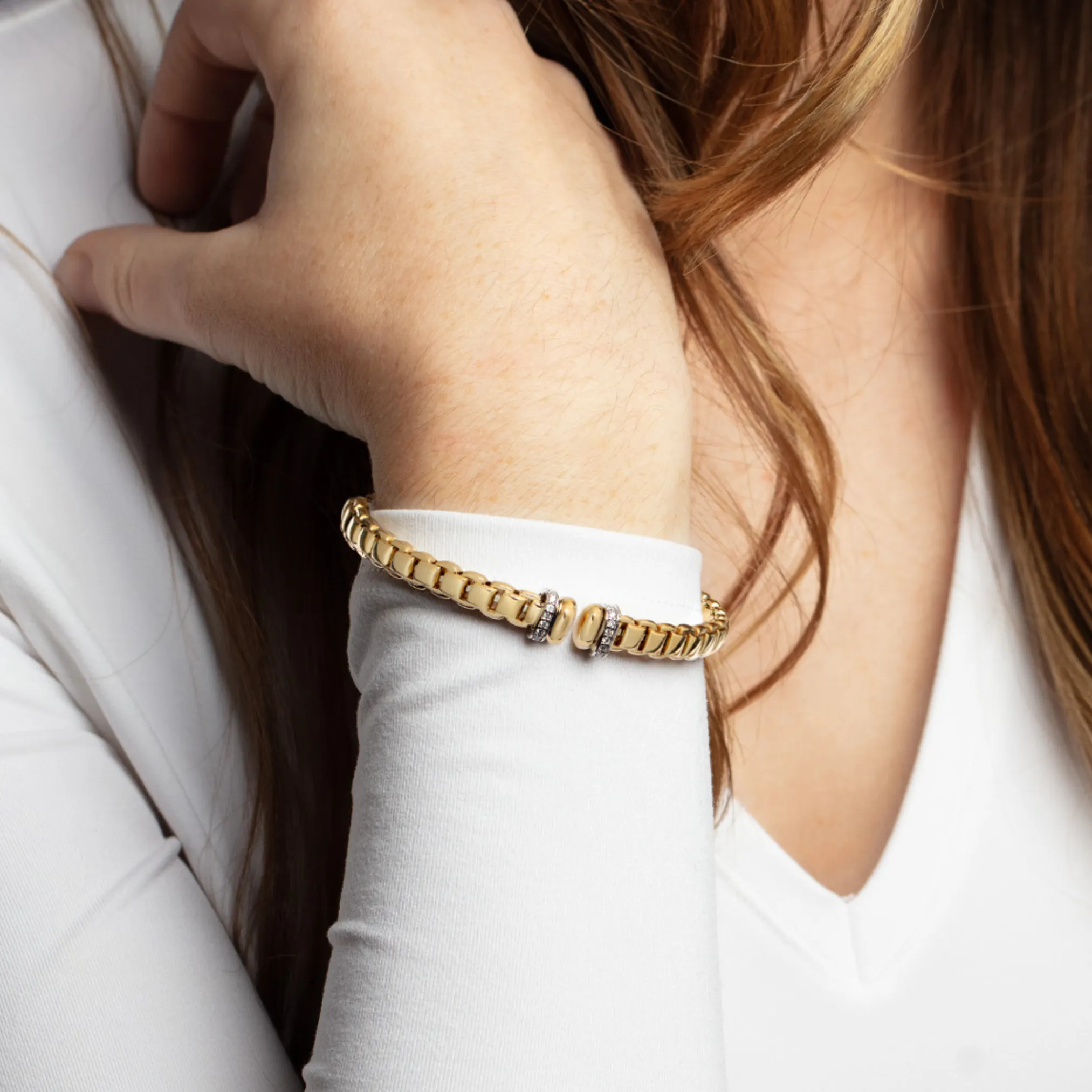 14K Luminous Diamond Venetian Bangle