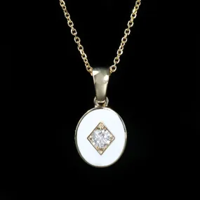 14K Yellow Gold 0.18 Carat Diamond and Enamel Pendant