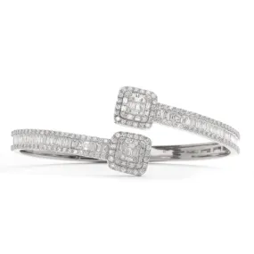 14KW 4.25CTW DIAMOND CUFF BRACELET - BAGUETTE &