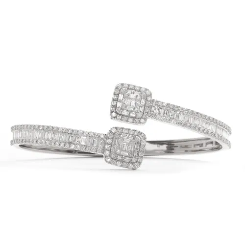 14KW 4.25CTW DIAMOND CUFF BRACELET - BAGUETTE &