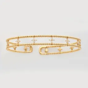 14KY 0.80CTW DIAMOND OPEN CUFF BANGLE - 8 BEADS