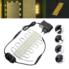 1.5M SMD5050 Waterproof Warm White LED Module Strip Light Kit Mirror Signage Lamp   Adapter DC12V