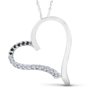 1/6ct Black Diamond White Gold Heart Pendant White Gold