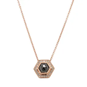 18ct Rose Gold .92ct Black Diamond Halo Pendant