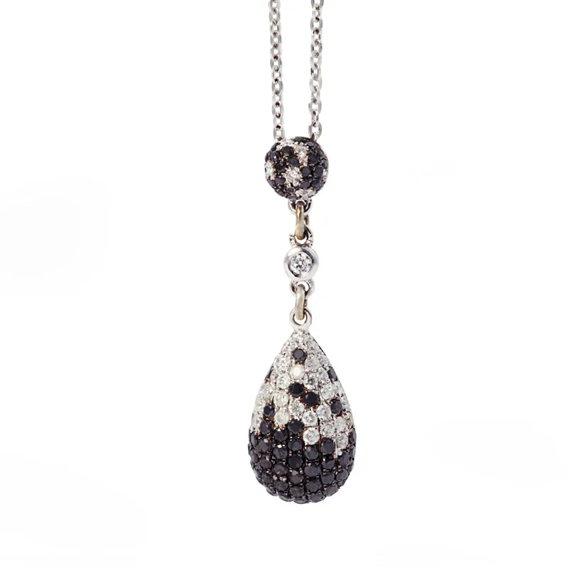 18ct White Gold Black and White Diamond Pendant