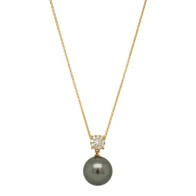 18ct Yellow Gold Tahitian Pearl & Diamond Galaxy Necklace