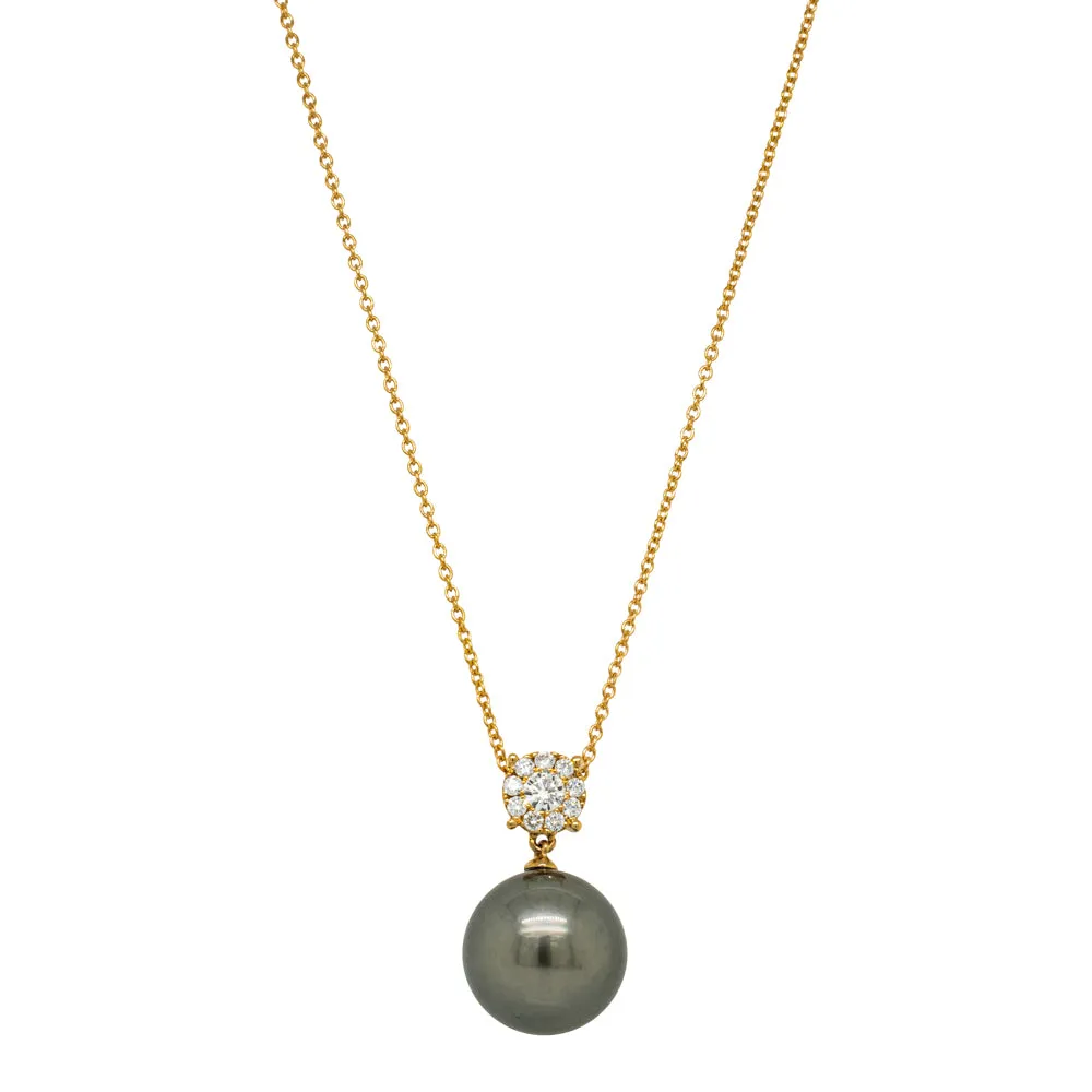 18ct Yellow Gold Tahitian Pearl & Diamond Galaxy Necklace