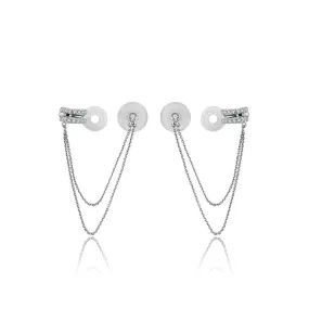 18k Gold Double Chain Diamond Ear Cuff & Earring