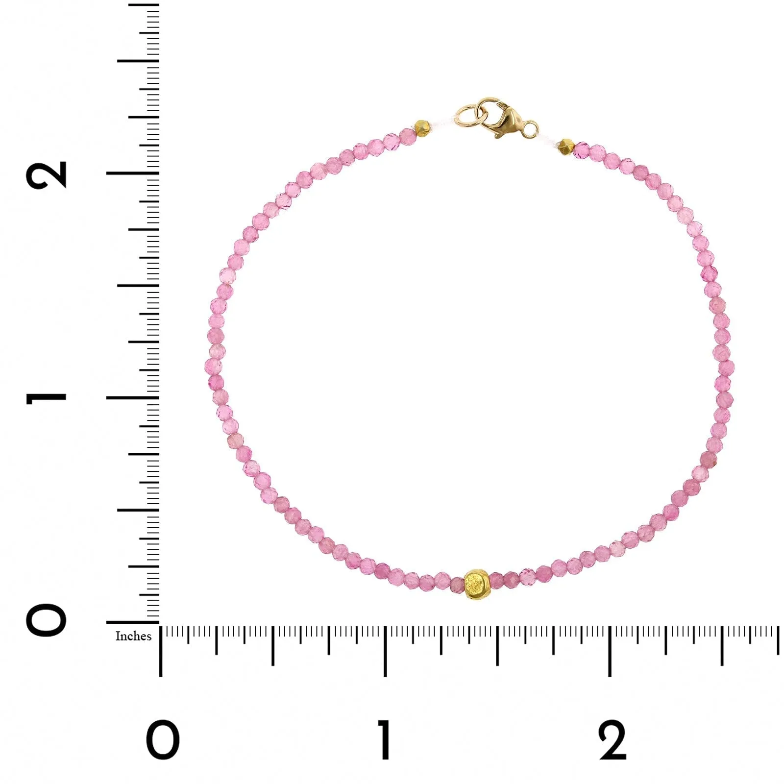 18K Yellow Gold Pink Tourmaline Beaded Bracelet