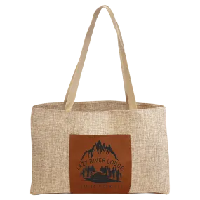 19X12 BURLAP/RAWHIDE BAG