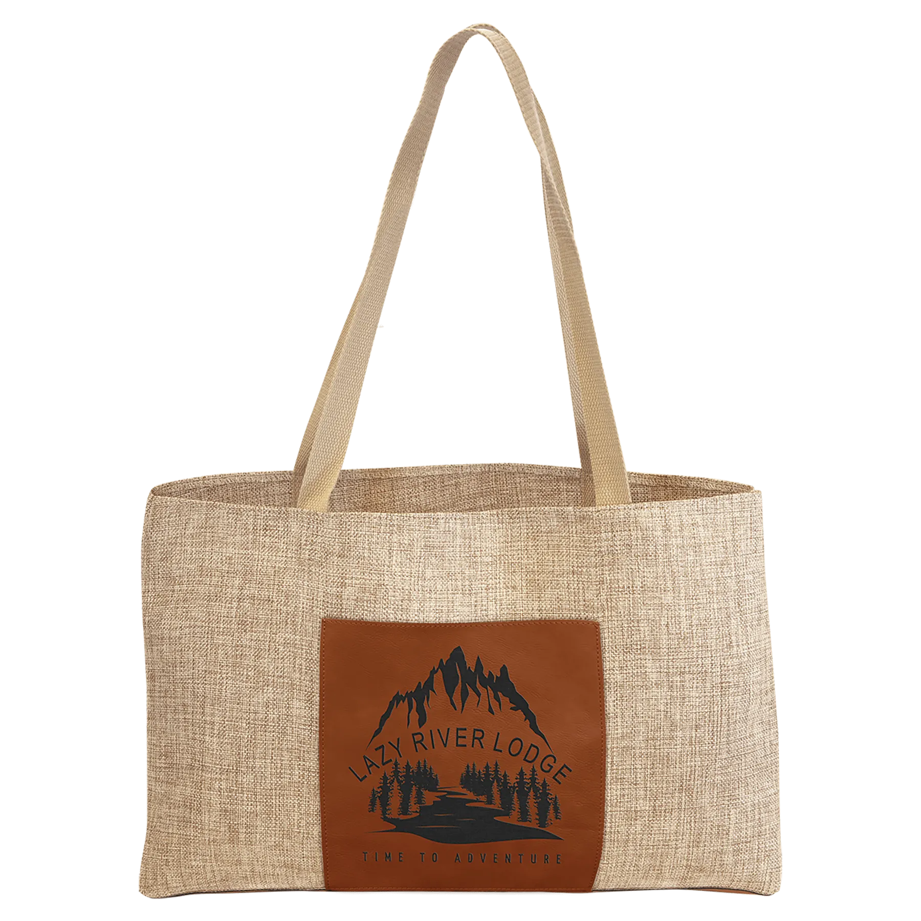 19X12 BURLAP/RAWHIDE BAG
