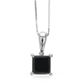 2.50 cttw Princess Cut Black Diamond Pendant Necklace in .925 Sterling Silver