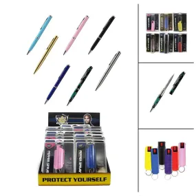 26 Units Pen Knives with Serrated Blade and Pepper Spray Bundle