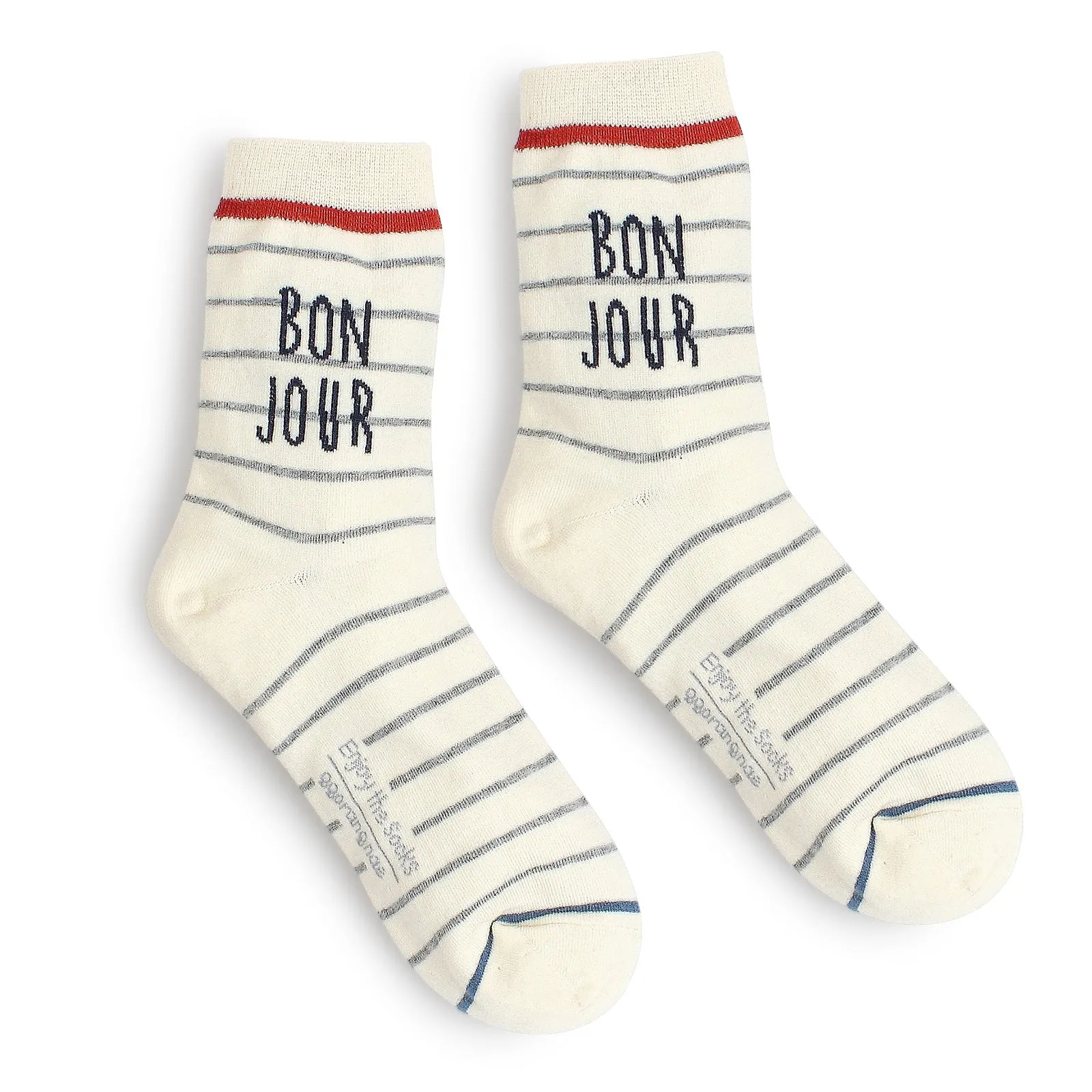 (5 Pairs) Bonjour French Fashion Casual Cotton merci Socks