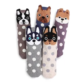 (5 Pairs) Women's Prick Eared Puppies Socks (Pack of 5 Pairs) Made in Korea VK15