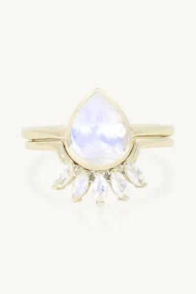 9K Yellow Double Stack Moonstone Halo