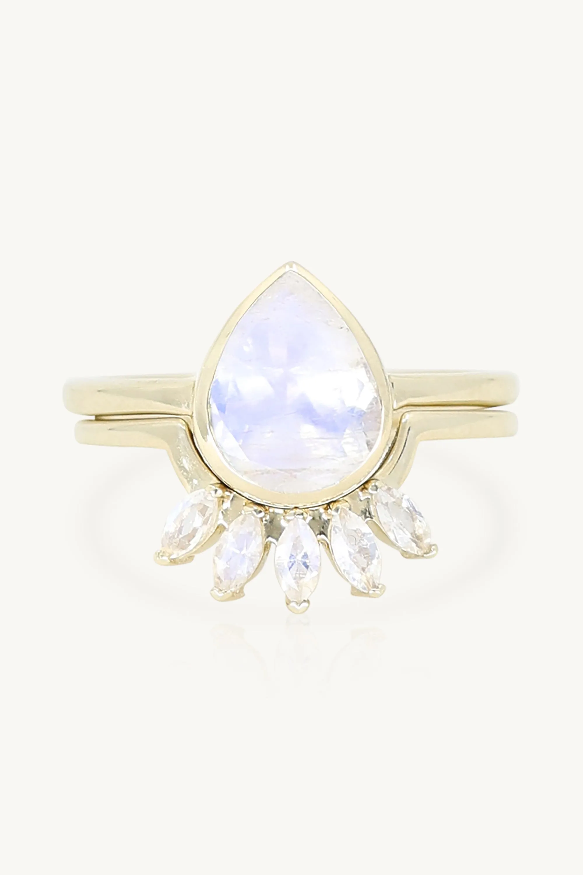 9K Yellow Double Stack Moonstone Halo