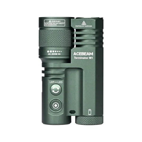 Acebeam Terminator M1 Dual Head 3500 Lumen LEP/LED Flashlight 1*21700 USB-C Rechargeable Battery Included - GREEN