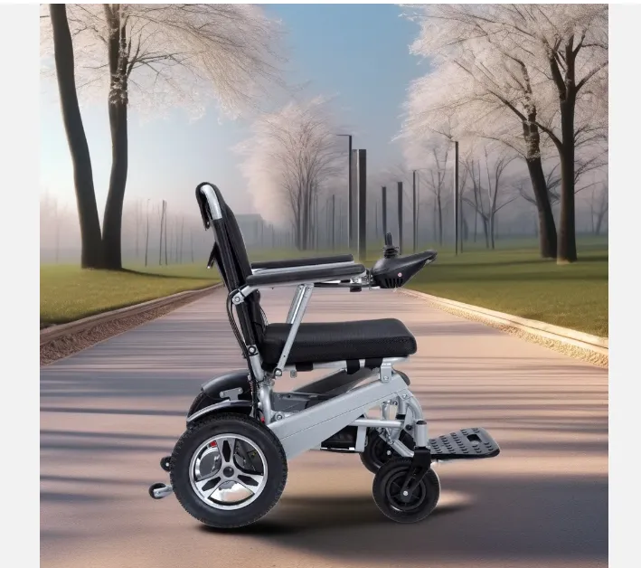 Aircraft Aluminum Alloy Frame Folding Lightweight Electric Wheelchair with Wireless Joystick Controller