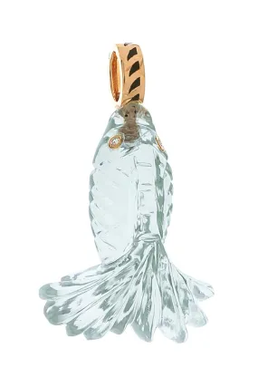 Amethyst Diamond Carved Fish Pendant