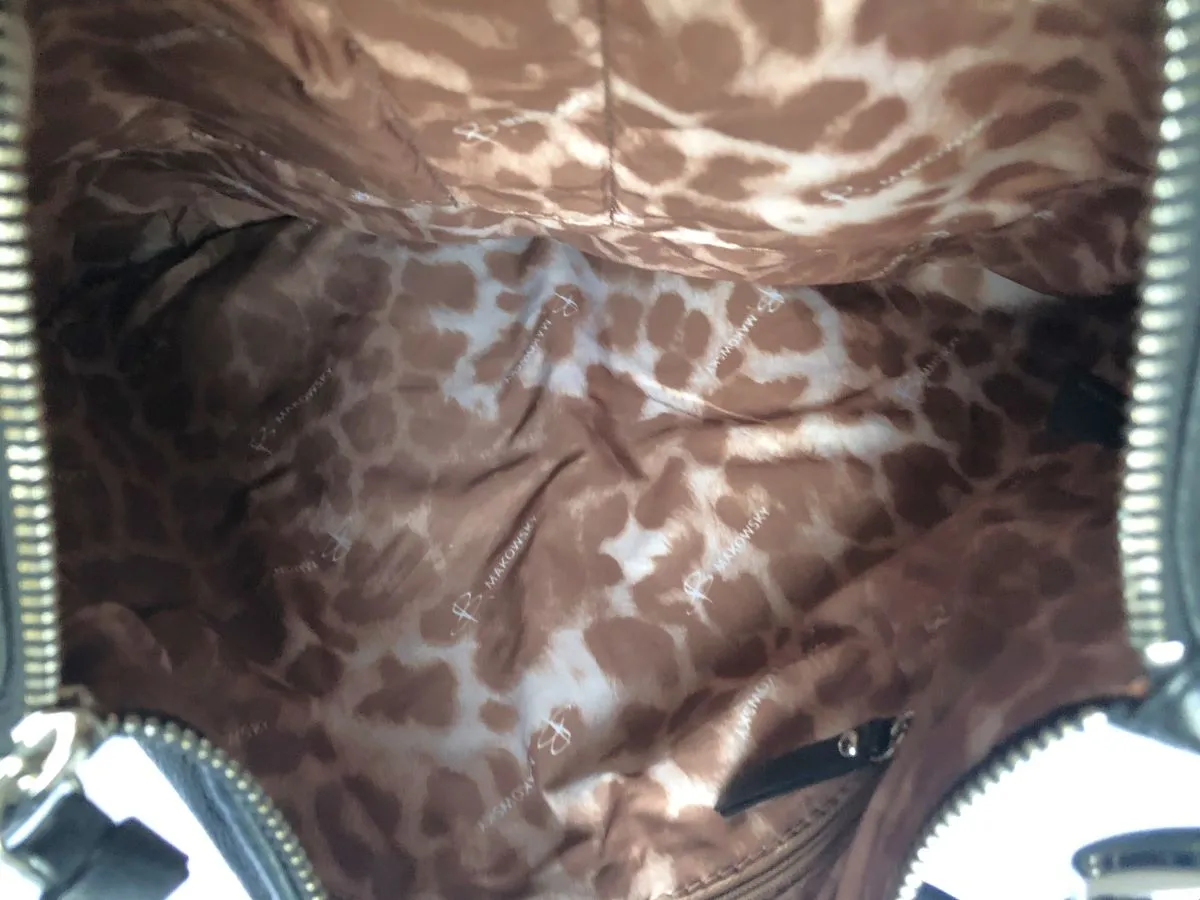 B Makowsky Black Leather Hobo Tote