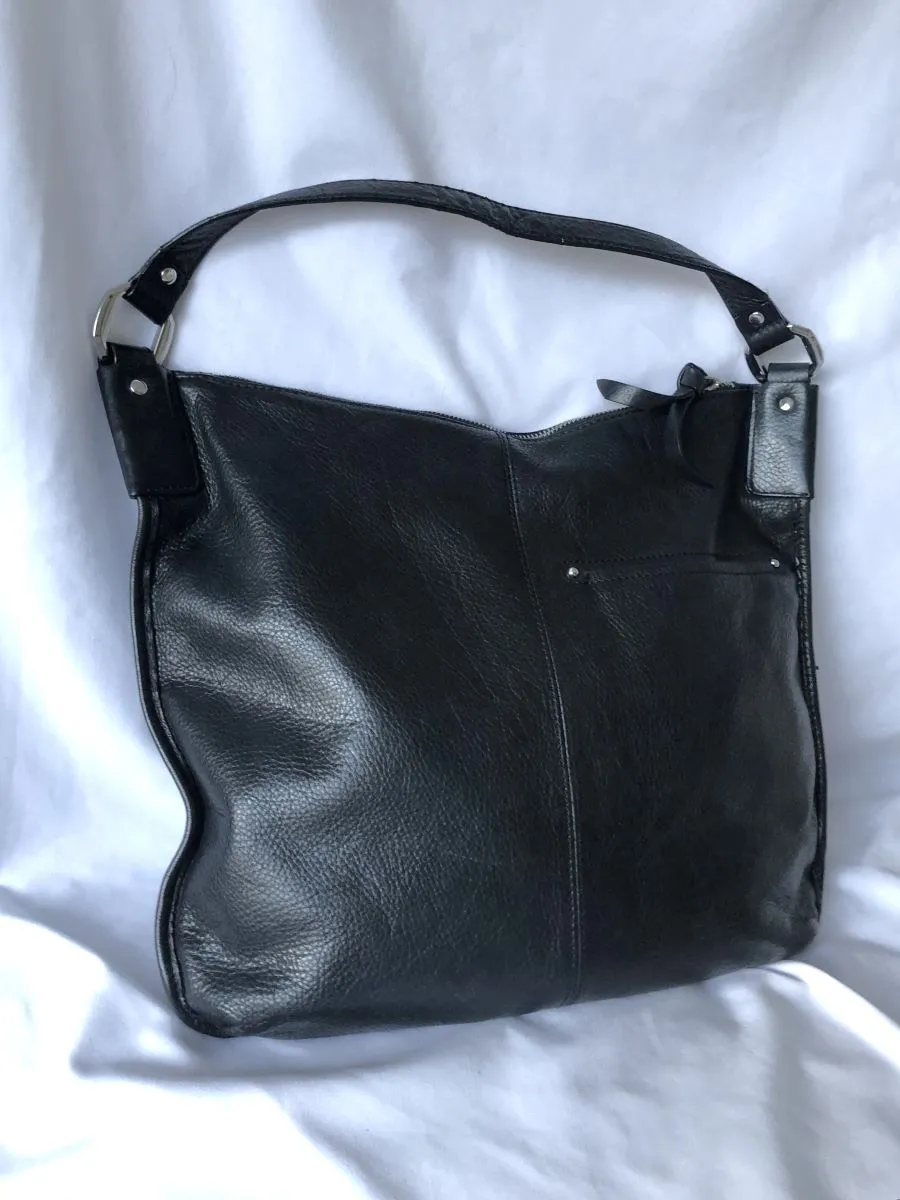B Makowsky Black Leather Hobo Tote