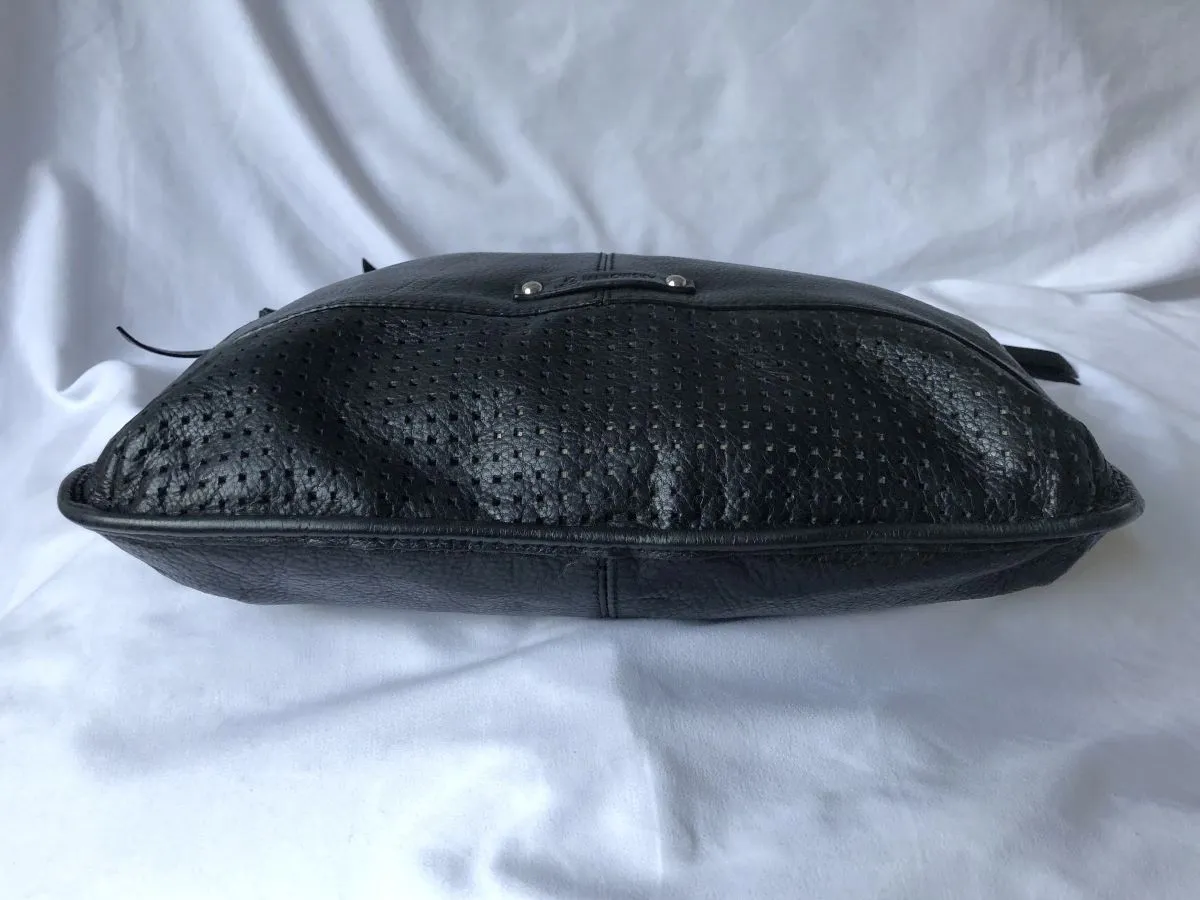 B Makowsky Black Leather Hobo Tote