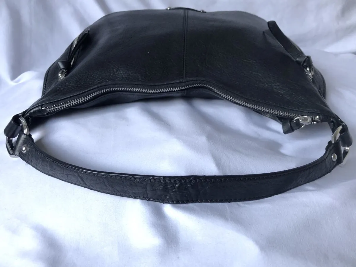 B Makowsky Black Leather Hobo Tote