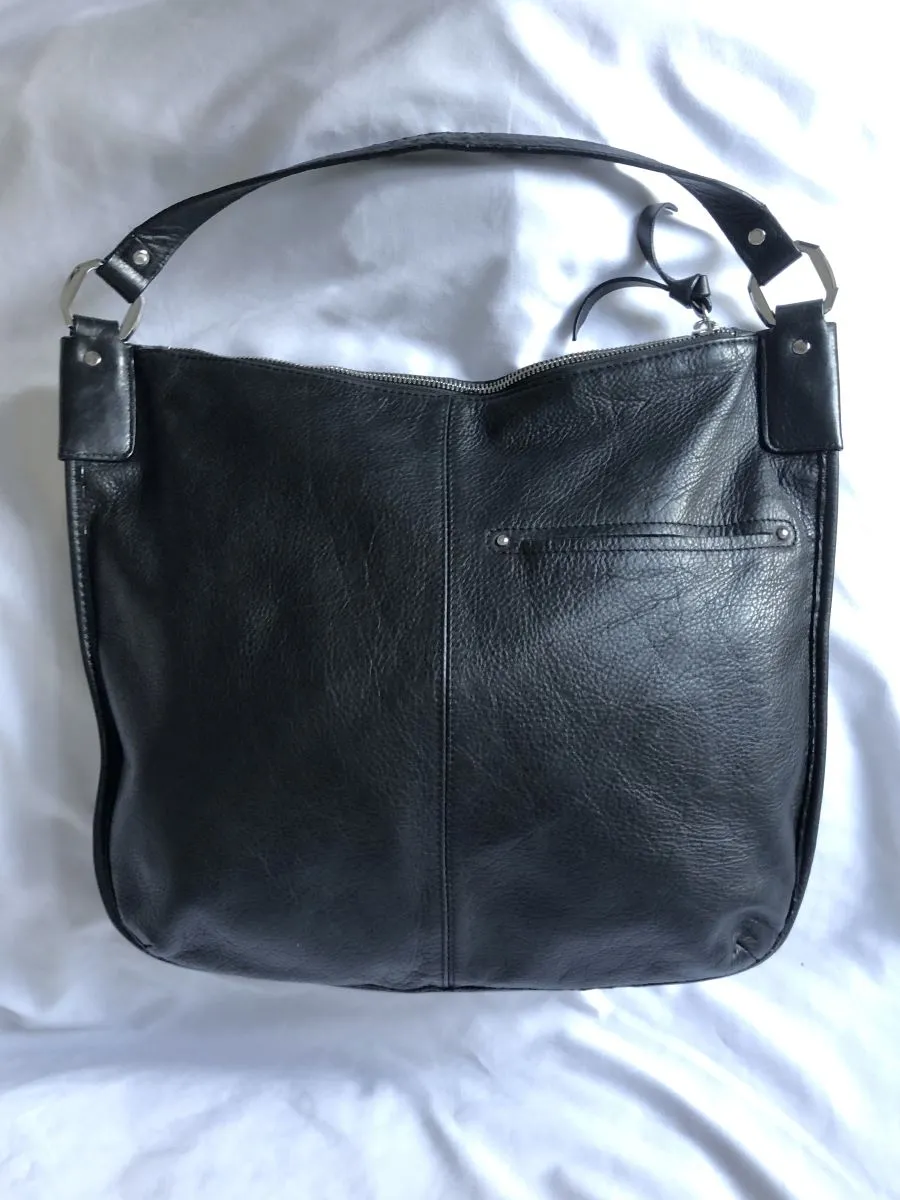 B Makowsky Black Leather Hobo Tote