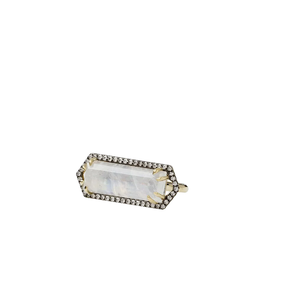 Bar Ring With Emerald Cut Moonstone