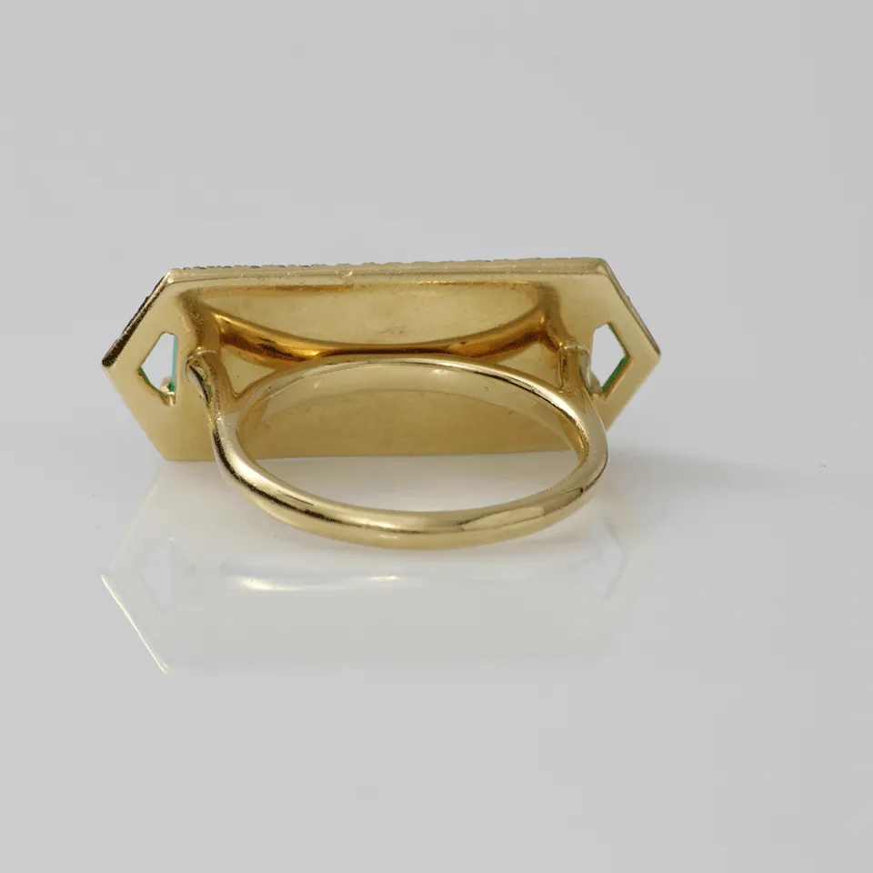 Bar Ring With Emerald Cut Moonstone