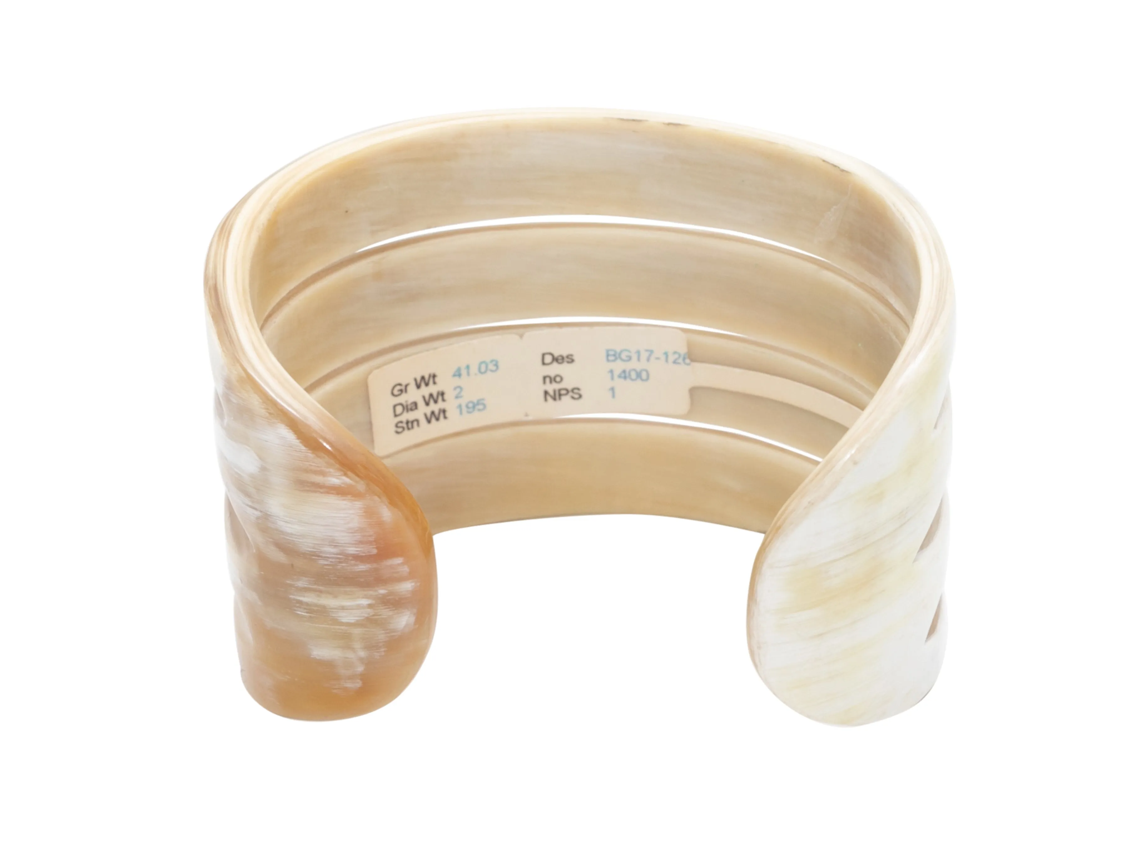Beige & White Arthur Mader Sliced Diamond & Horn Cuff Bracelet