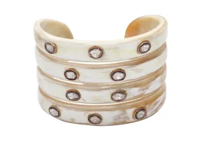 Beige & White Arthur Mader Sliced Diamond & Horn Cuff Bracelet
