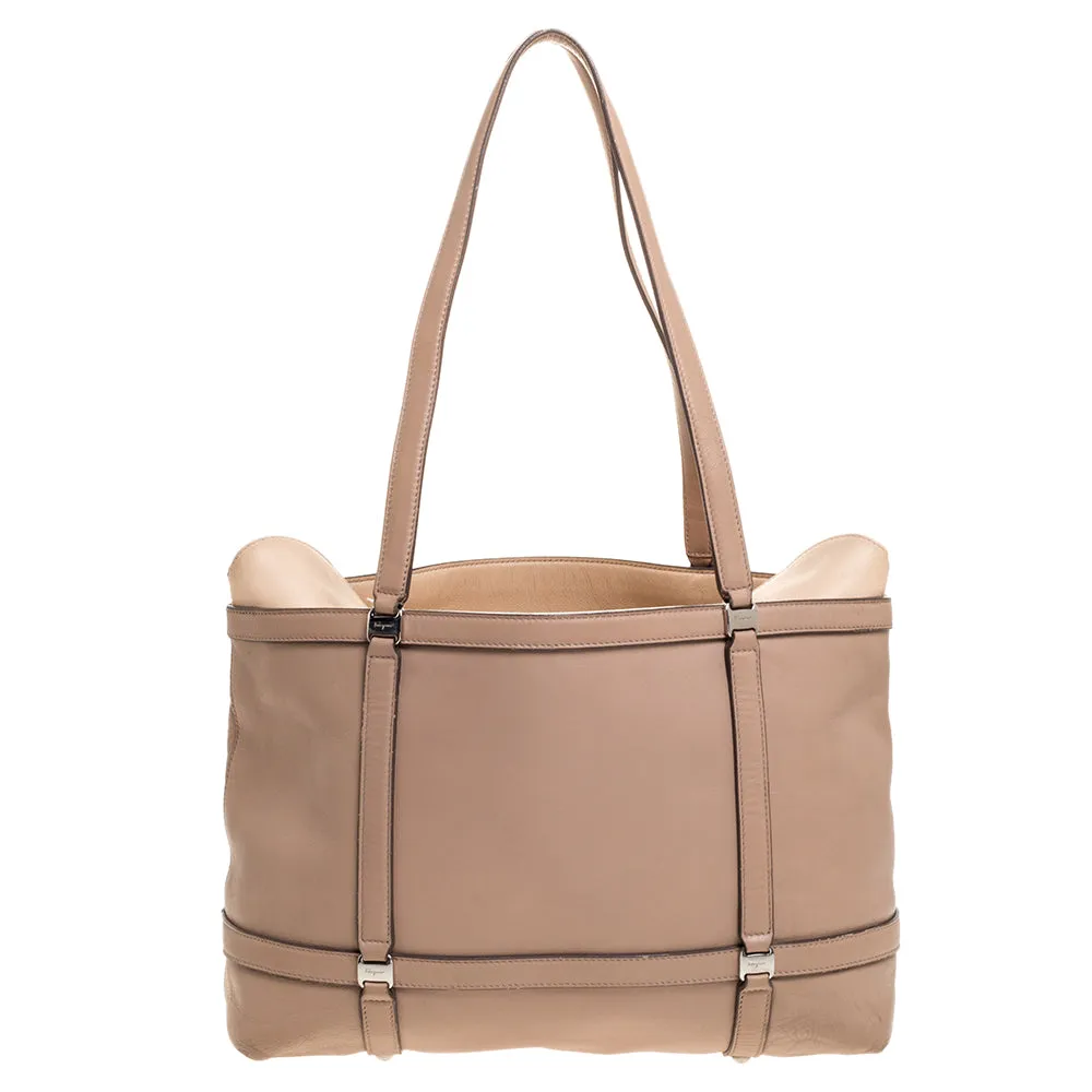 Beige Leather Tote
