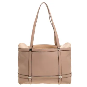 Beige Leather Tote