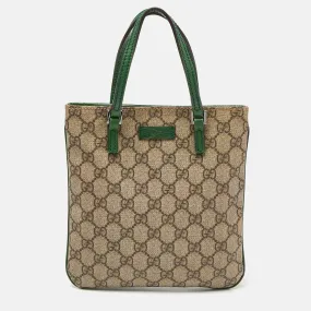 Beige/Green GG Supreme Canvas and Leather Tote