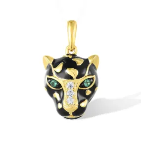 Black Leopard with Green Eyes Pendant
