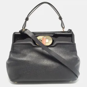 Black Patent and Leather Isabella Rossellini Tote