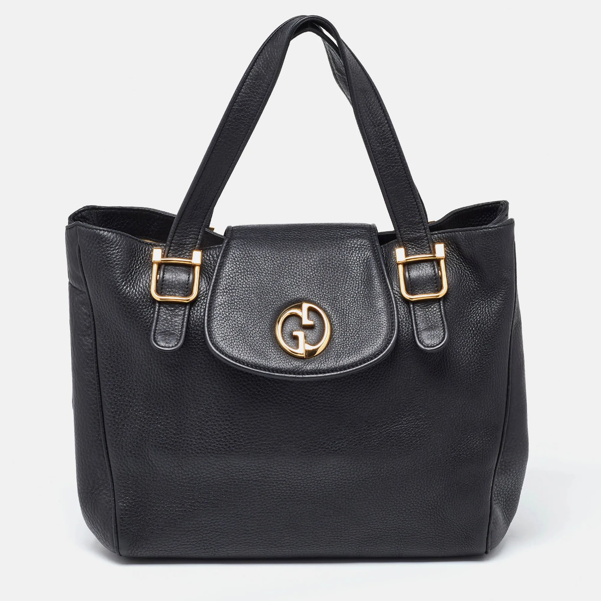 Black Pebbled Leather 1973 Tote