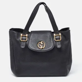 Black Pebbled Leather 1973 Tote