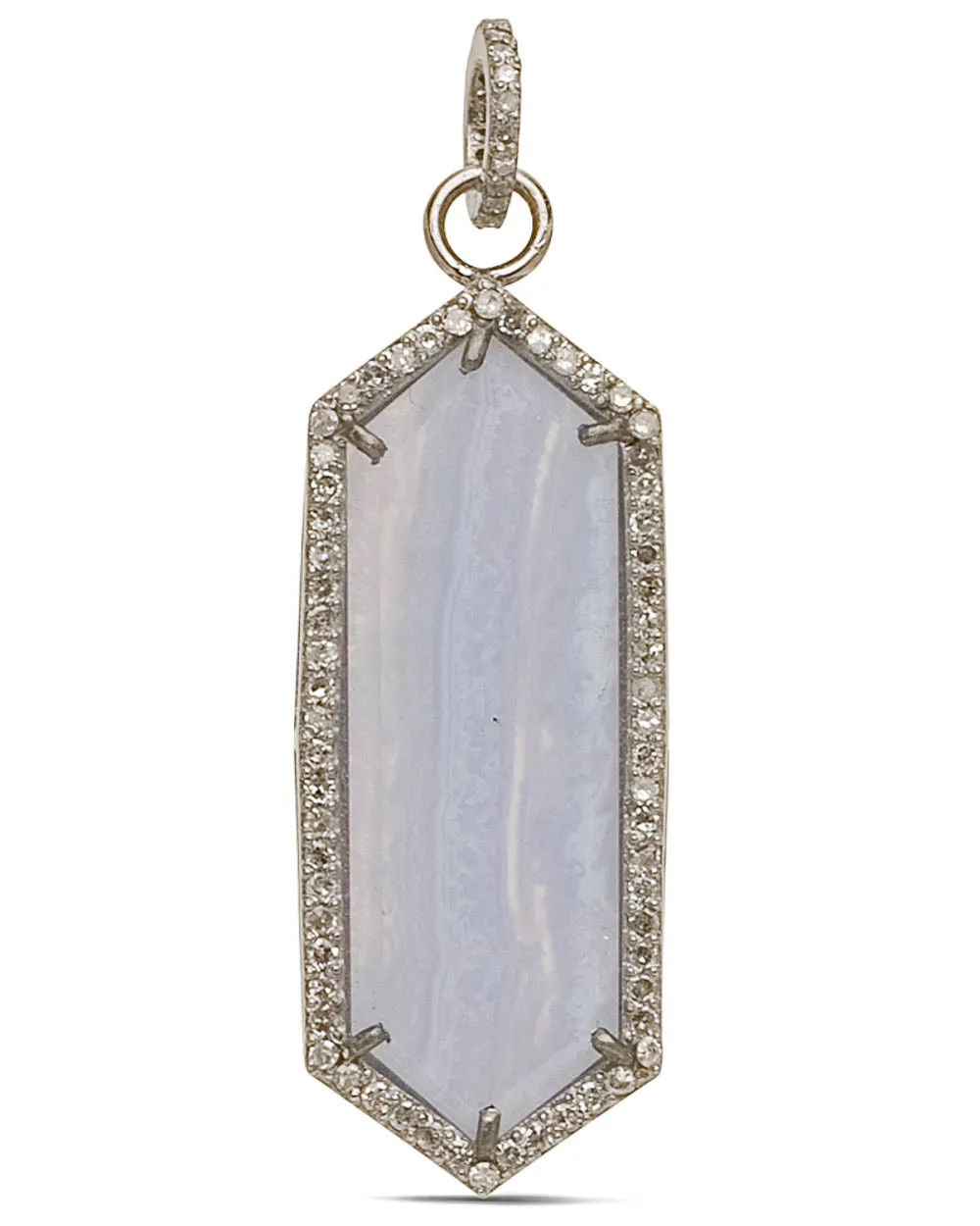 Blue Lace Agate and Diamond Pendant